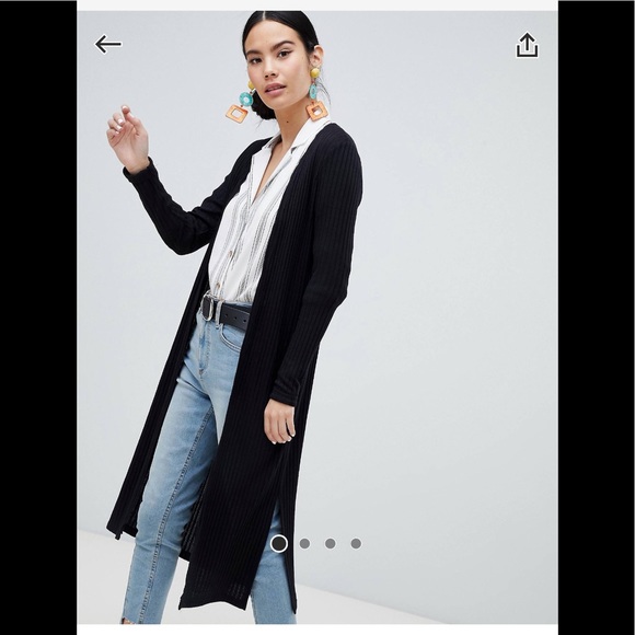 ASOS Sweaters - NWOT ASOS New Look rib midi cardigan in black sz 0